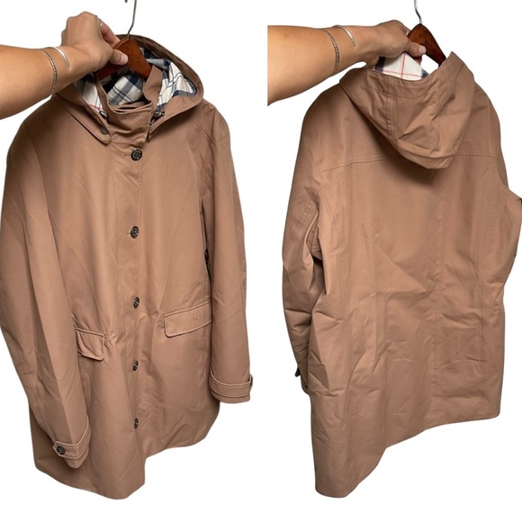 Barbour NWT Kirkwall Waterproof Rain Jacket Removable Hood Camel Tan Women’s 20 - Picture 2 of 12